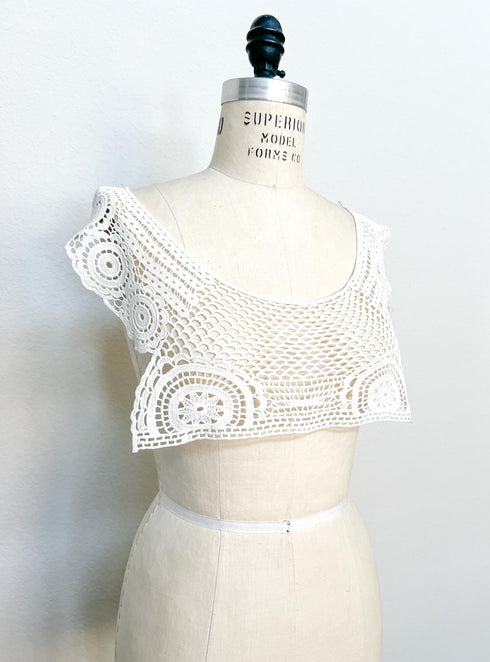 Cream Floral Lace Applique for Front Top